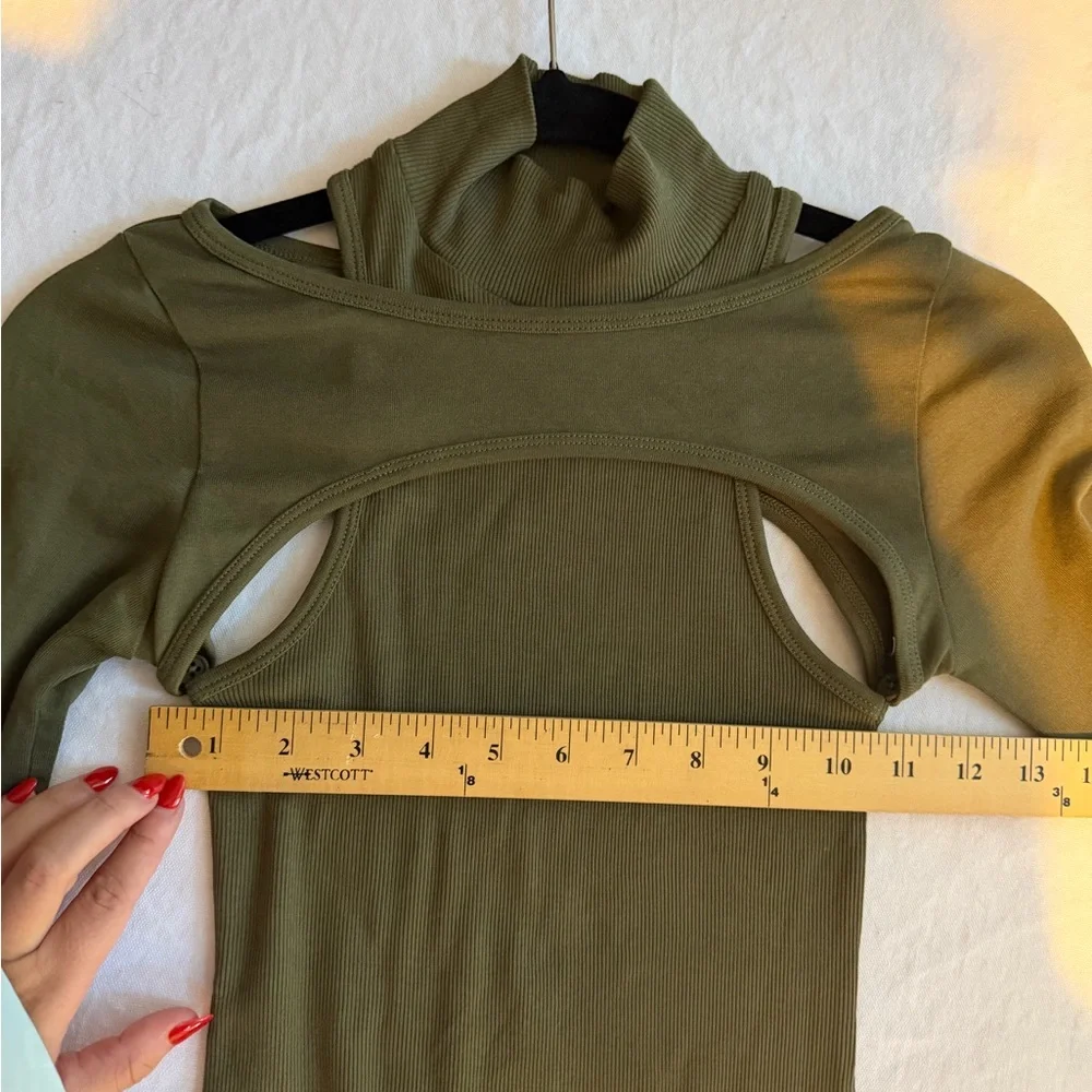 Helmut Lang Olive Long Sleeve Cut-Out‎ Dress